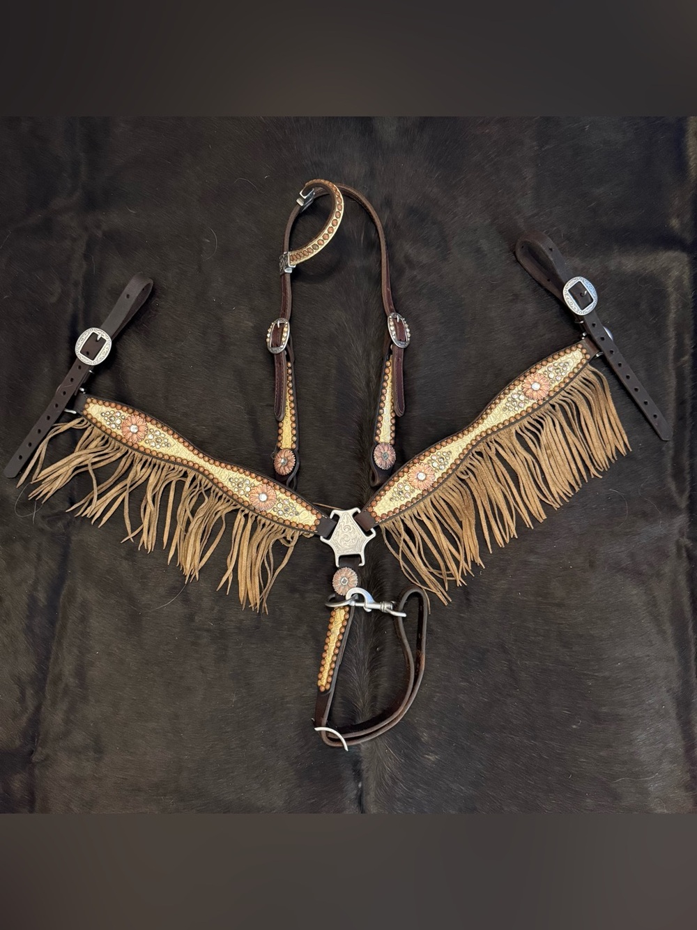 Rockin’ Wilson Fringe Horse Tack Set Bridle and Breastcollar